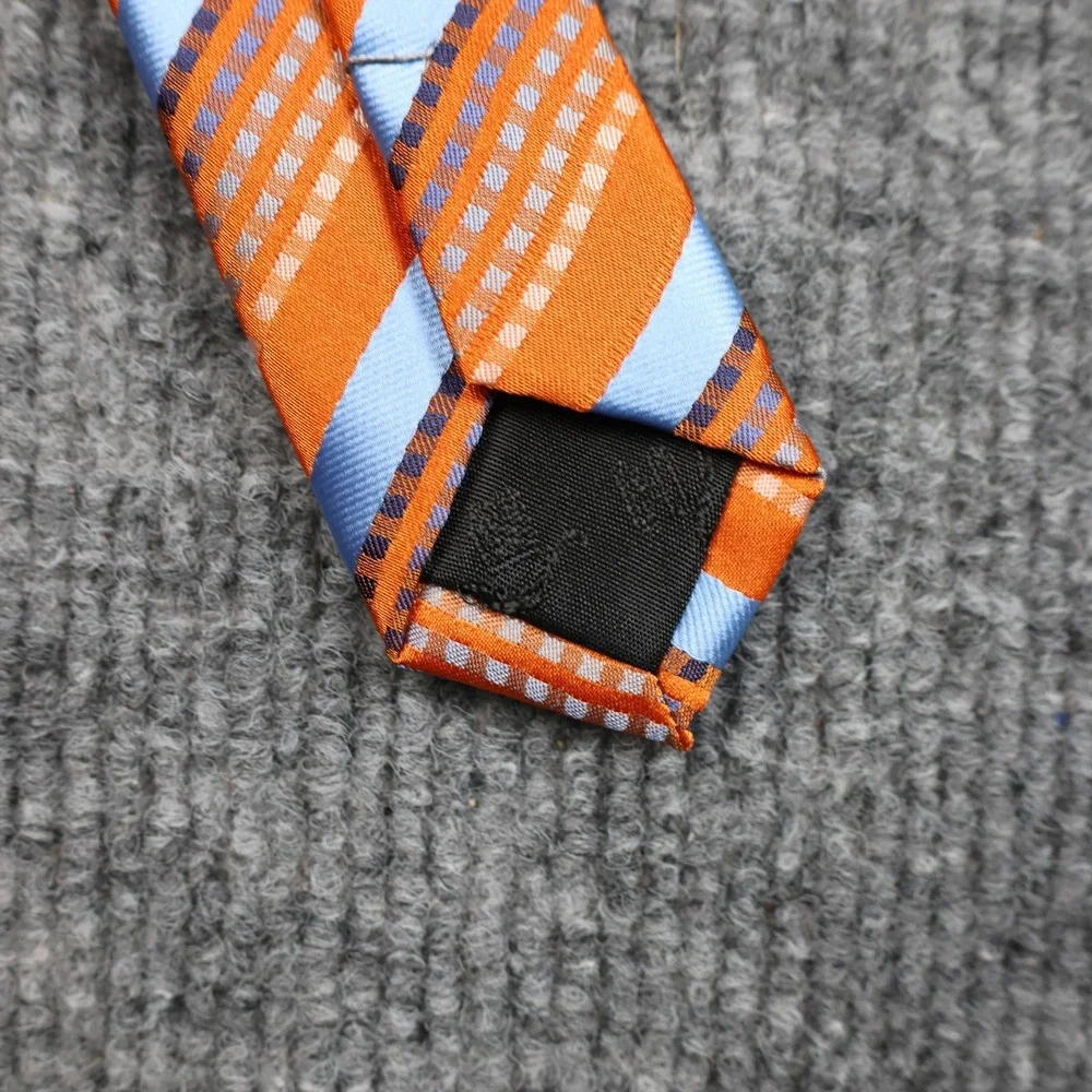 EKH Lerougeonii Tie Mens Orange Blue Striped Designed‎ In Italy Necktie